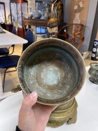 Six various Chinese bronze censers, 19/20th C.