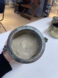 Six various Chinese bronze censers, 19/20th C.