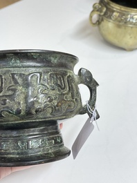 Six various Chinese bronze censers, 19/20th C.