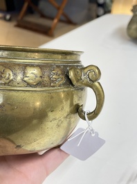 Six various Chinese bronze censers, 19/20th C.