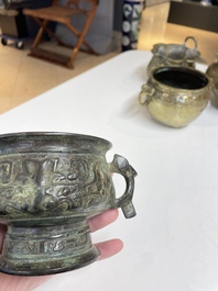 Six various Chinese bronze censers, 19/20th C.
