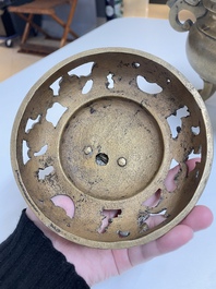 Six various Chinese bronze censers, 19/20th C.