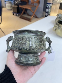 Six various Chinese bronze censers, 19/20th C.