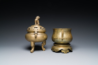 Six various Chinese bronze censers, 19/20th C.