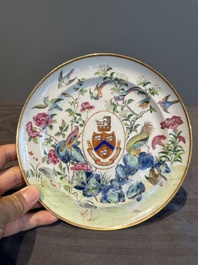 A rare Chinese Canton famille rose armorial plate with the arms of Wight, ca. 1810