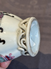 A pair of Chinese famille rose 'antiquities' tea caddies and covers, Yongzheng/Qianlong