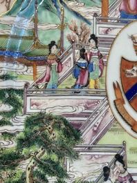 A rare Chinese Canton famille rose armorial dish with the arms of Wight, ca. 1810