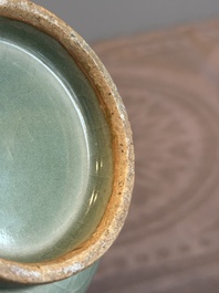 A Chinese russet-splashed Longquan celadon garlic-mouth vase, Yuan/Ming