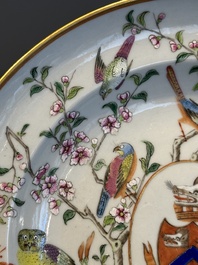 A rare Chinese Canton famille rose armorial dish with the arms of Wight, ca. 1810