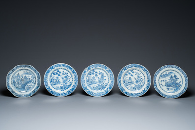 An impressive collection of 25 Chinese blue and white 'landscape' plates, Qianlong