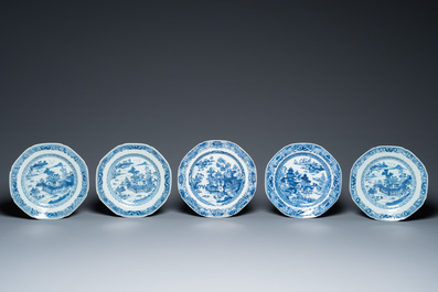 An impressive collection of 25 Chinese blue and white 'landscape' plates, Qianlong