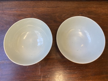 A pair of Chinese 'Da Ya Zhai 大雅齋' turquoise-ground grisaille bowls, Yong Qing Chang Chun 永慶長春 mark, Guangxu