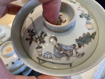 A varied collection of Chinese famille rose and qianjiang cai teawares, 19th/20th C.