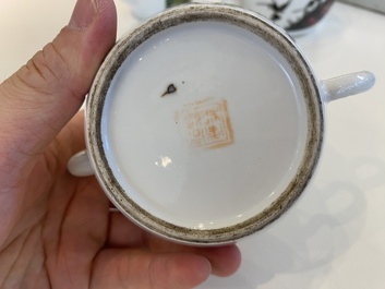 A varied collection of Chinese famille rose and qianjiang cai teawares, 19th/20th C.