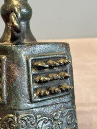 Two Chinese archaistic bronze bells, Song/Yuan