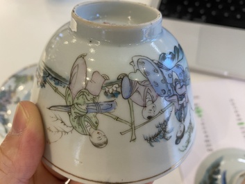A varied collection of Chinese famille rose and qianjiang cai teawares, 19th/20th C.