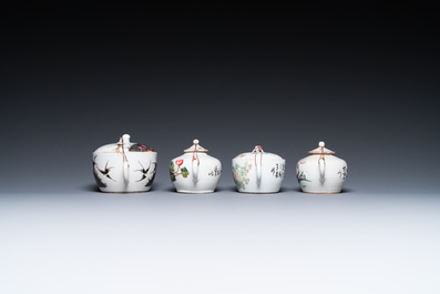 A varied collection of Chinese famille rose and qianjiang cai teawares, 19th/20th C.