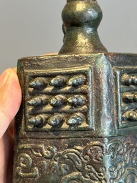 Two Chinese archaistic bronze bells, Song/Yuan