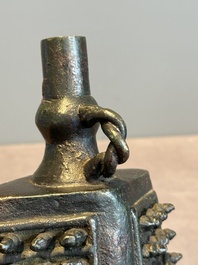 Two Chinese archaistic bronze bells, Song/Yuan