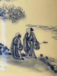 A fine Chinese blue and white 'Bleu de Hue' 'landscape' ewer with bronze mount, Chenghua mark, 18/19th C.