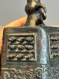 Two Chinese archaistic bronze bells, Song/Yuan