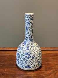 A Chinese blue and white 'lotus scroll' bottle vase, Yongzheng mark, 19/20th C.