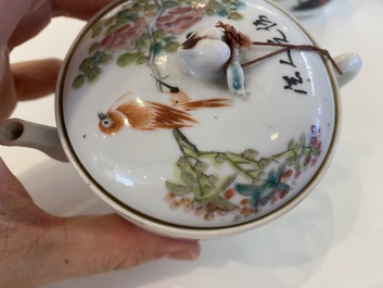 A varied collection of Chinese famille rose and qianjiang cai teawares, 19th/20th C.