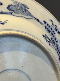 A Chinese blue and white 'Eight Immortals' dish, Xuande mark, 19th C.