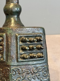 Two Chinese archaistic bronze bells, Song/Yuan