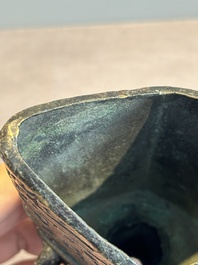 Two Chinese archaistic bronze bells, Song/Yuan