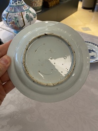 Three Chinese blue and white ko-sometsuke plates for the Japanese market, late Ming