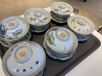 A varied collection of Chinese famille rose and qianjiang cai teawares, 19th/20th C.