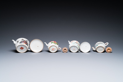 A varied collection of Chinese famille rose and qianjiang cai teawares, 19th/20th C.