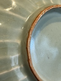 A Chinese Longquan celadon 'twin fish' plate, Yuan/Ming