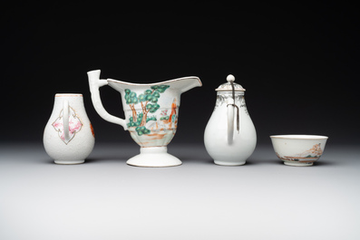 Four Chinese export famille rose 'European subject' wares, Qianlong