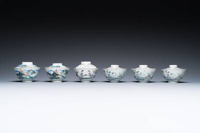 A varied collection of Chinese famille rose and qianjiang cai teawares, 19th/20th C.