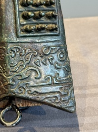 Two Chinese archaistic bronze bells, Song/Yuan