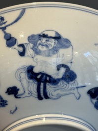 A Chinese blue and white 'Eight Immortals' bowl, Guangxu mark, 19/20th C.