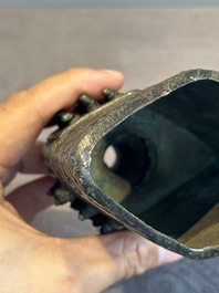 Two Chinese archaistic bronze bells, Song/Yuan