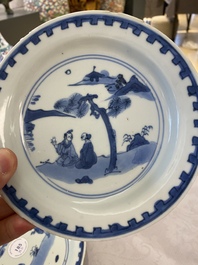 Three Chinese blue and white ko-sometsuke plates for the Japanese market, late Ming