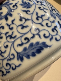 A Chinese blue and white 'lotus scroll' bottle vase, Yongzheng mark, 19/20th C.