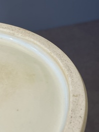 A fine Chinese blue and white 'Bleu de Hue' 'landscape' ewer with bronze mount, Chenghua mark, 18/19th C.
