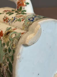 A Chinese famille verte 'flower and butterfly' teapot with an upright handle, Kangxi