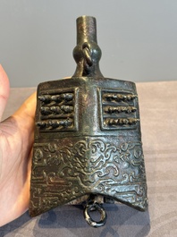 Two Chinese archaistic bronze bells, Song/Yuan