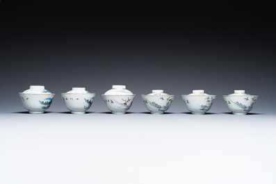 A varied collection of Chinese famille rose and qianjiang cai teawares, 19th/20th C.
