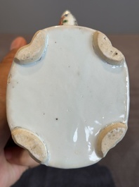 A Chinese famille verte 'flower and butterfly' teapot with an upright handle, Kangxi
