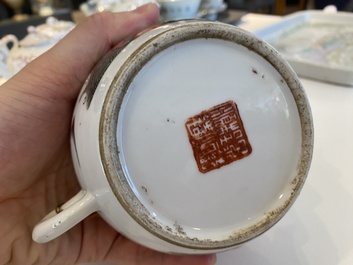 A varied collection of Chinese famille rose and qianjiang cai teawares, 19th/20th C.