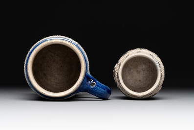 A varied collection of 8 Westerwald stoneware jugs, 19th C.
