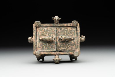 A Chinese archaic bronze ding-shaped cosmetic box, Spring and Autumn period