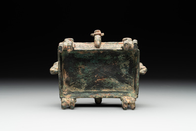 A Chinese archaic bronze ding-shaped cosmetic box, Spring and Autumn period